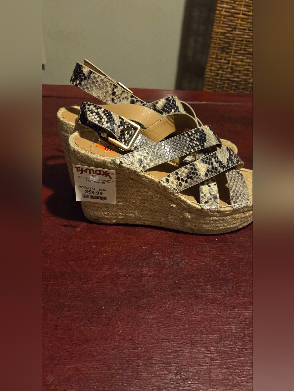 Snake-Print Espadrille Marc Jacob Wedge Sandals - Beige/Black